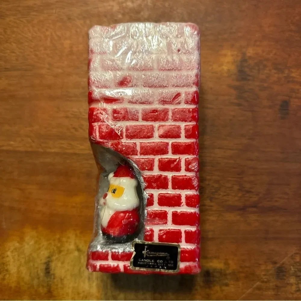 Vtg Kameyama Santa Claus Christmas Candle Chimney Snow Japan Holiday Decor